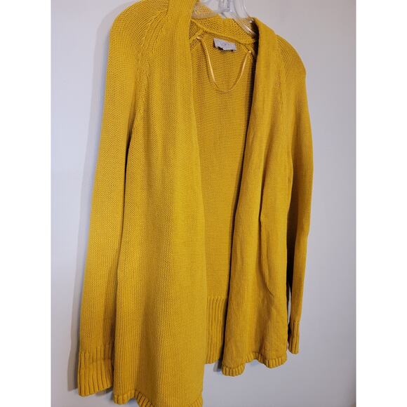 Loft Women's 100% Cotton Open Front Knit Cardigan Sweater Yellow Size Medium - Picture 7 of 7